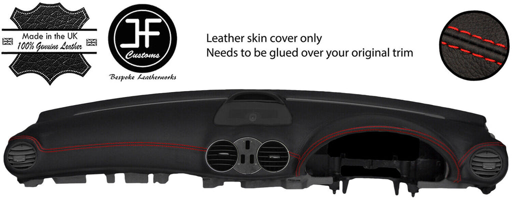 RED STITCH TOP DASH DASHBOARD REAL LEATHER COVER FITS MERCEDES CLK W209 02-09