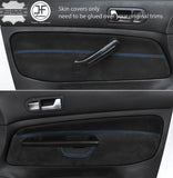 BLUE STITCH 2X FRONT DOOR CARD SUEDE COVER FOR VW GOLF MK4 98-05 3 DOOR STYLE2