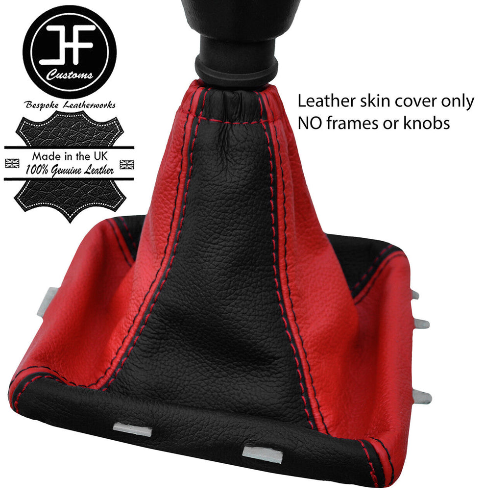 BLACK & RED TOP GRAIN LEATHER GEAR GAITER FITS VAUXHALL OPEL VECTRA C 02-2008