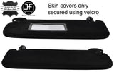 BLACK STITCH 2X SUN VISORS REAL SUEDE COVERS FITS HYUNDAI COUPE 1999-2001