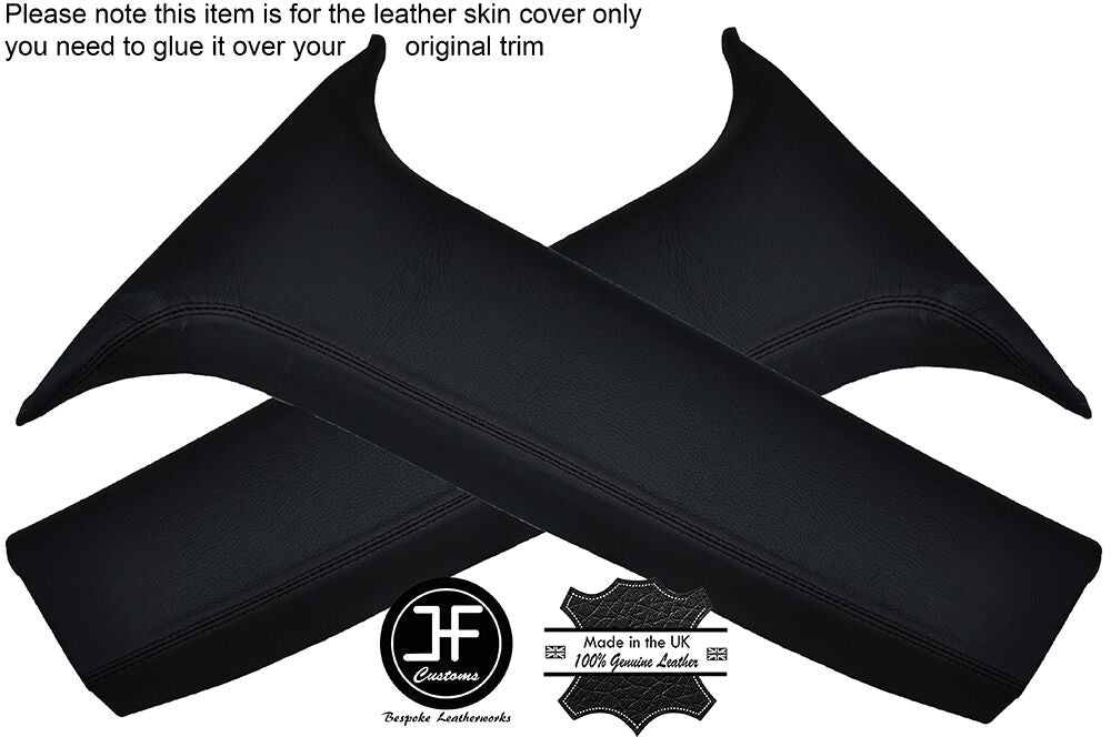 BLACK STITCH 2X LOWER B PILLAR LEATHER COVERS FITS ROVER 25 MG ZR 1999-2005