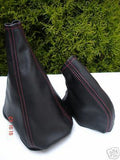 FITS MINI CLASSIC REAL LEATHER GEAR & HANDBRAKE GAITER NEW RED STITCH CUSTOM NEW