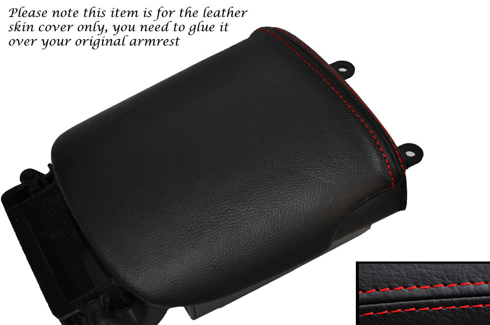 RED STITCHING LEATHER ARMREST LID SKIN COVER FITS AUDI R8 2007-2014 CUSTOM NEW
