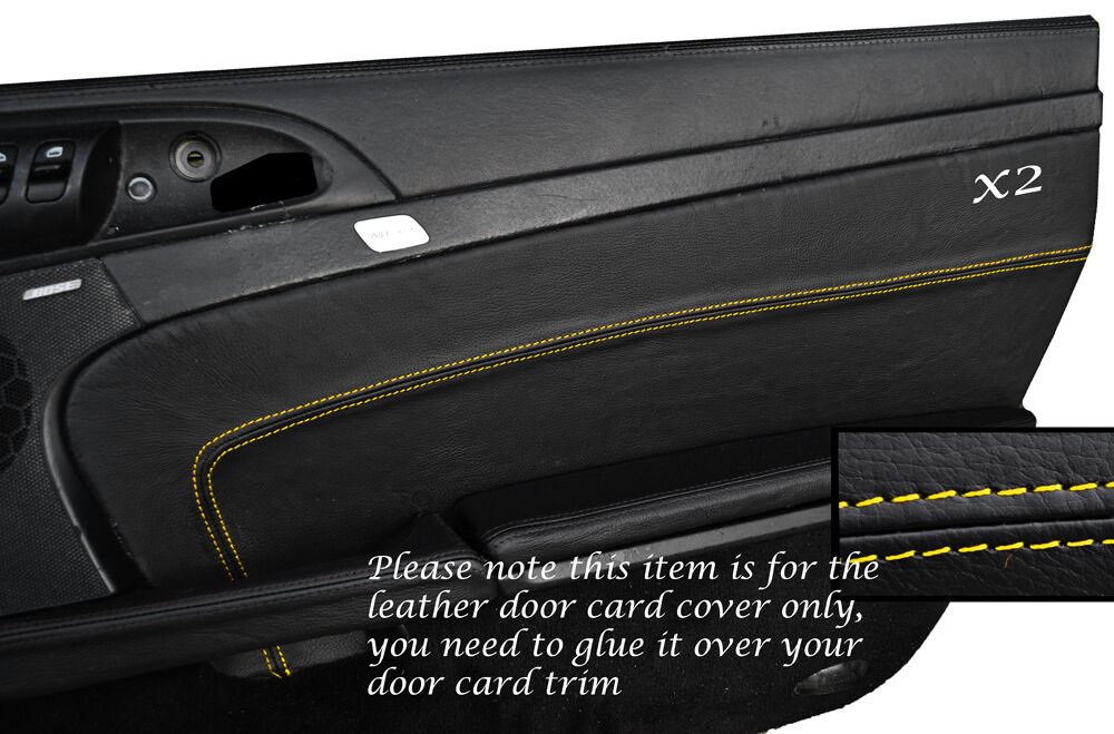 YELLOW STITCH 2X DOOR CARD TRIM SKIN COVERS FITS PORSCHE BOXSTER 987 & CAYMAN