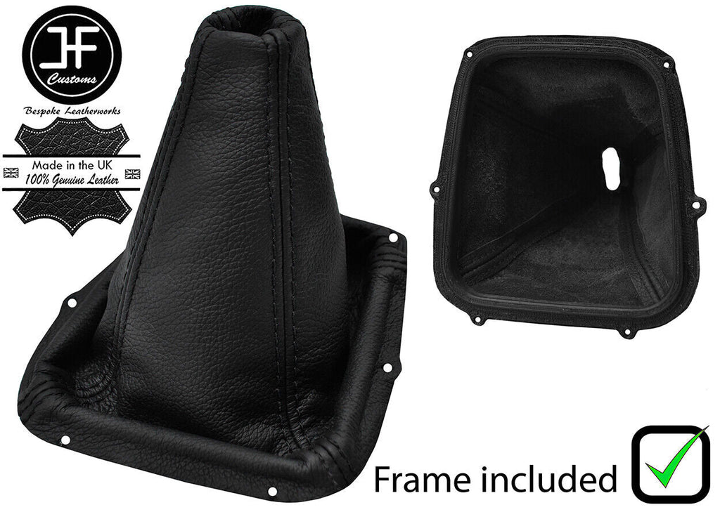 BLACK STITCH LEATHER MANUAL GEAR GAITER + PLASTIC FRAME FOR SUBARU LEGACY 99-03