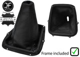 BLACK STITCH LEATHER MANUAL GEAR GAITER + PLASTIC FRAME FOR SUBARU LEGACY 99-03