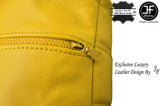 1X EXCLUSIVE LUXURY LEATHER CUSHION YELLOW QUILTED SQUARES PADDED 18"x18"