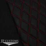 D RED DIAMOND STITCH LEATHER 2X REAR C POST PILLAR COVERS FOR MG MGB GT