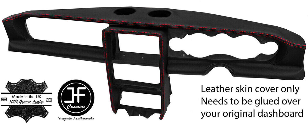RED STITCHING DASH DASHBOARD REAL LEATHER COVER FOR FIAT 124 SPIDER 1983-1985
