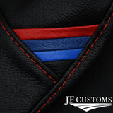 FITS BMW X3 E83 03-10 RED STITCH TRI STRIPE LEATHER AUTO GEAR + PLASTIC FRAME