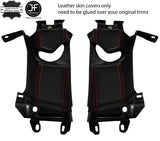 RED STITCH 2X UPPER B PILLAR LEATHER COVERS FOR TOYOTA GT86 SUBARU BRZ 12-19