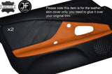 BLACK PERFORATED & ORANGE LEATHER 2X DOOR CARD TRIM COVER FITS HONDA S2000 99-03