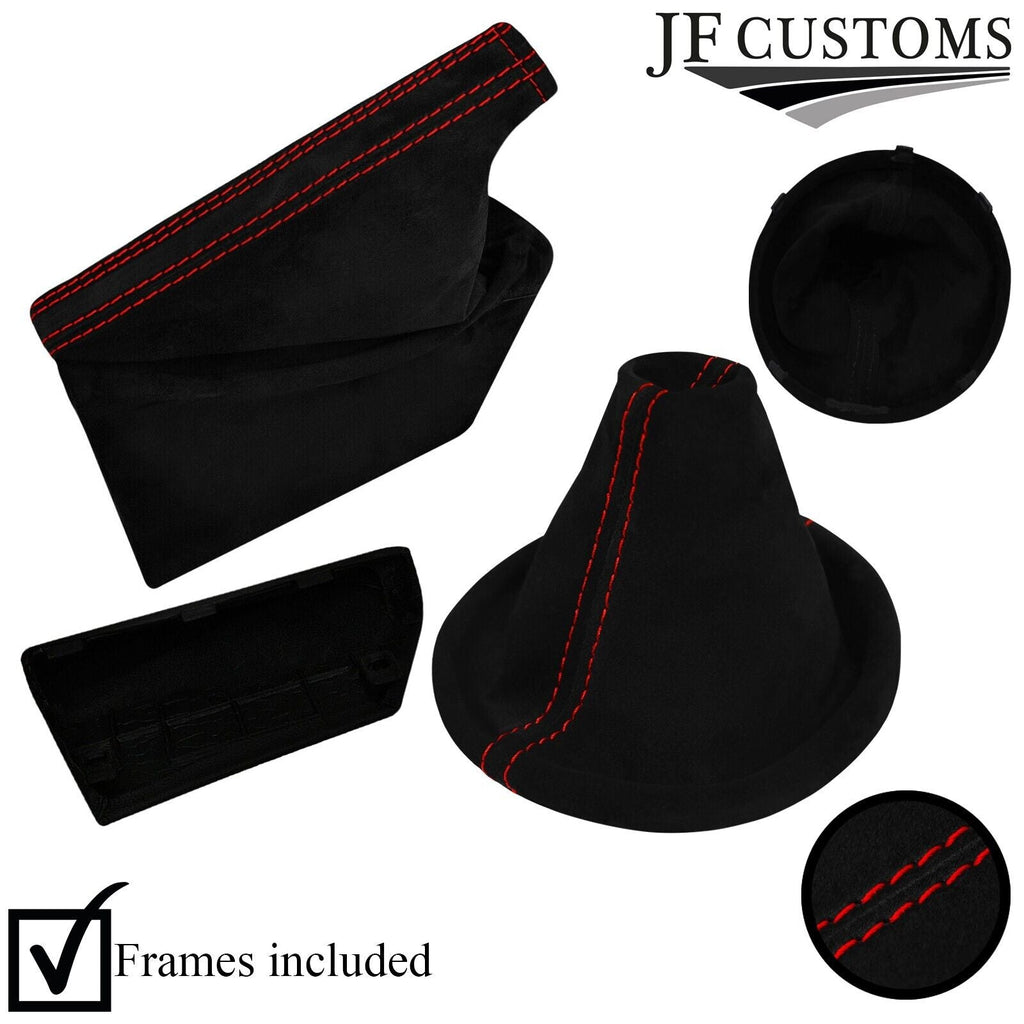 RED STITCH SUEDE GEAR HANDBRAKE + FRAMES FOR SUBARU IMPREZA WRX STI 15-18
