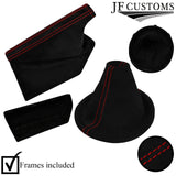 RED STITCH SUEDE GEAR HANDBRAKE + FRAMES FOR SUBARU IMPREZA WRX STI 15-18