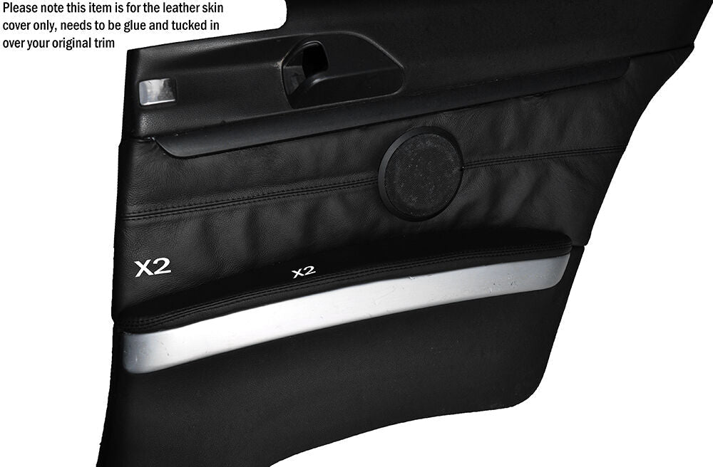 BLACK STITCH 2X REAR DOOR CARD TRIM LEATHER COVERS FITS BMW 3 SERIES E92 06-10