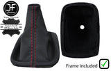 RED STITCH REAL LEATHER GEAR GAITER WITH PLASTIC FRAME FOR VOLVO C30 06-2013