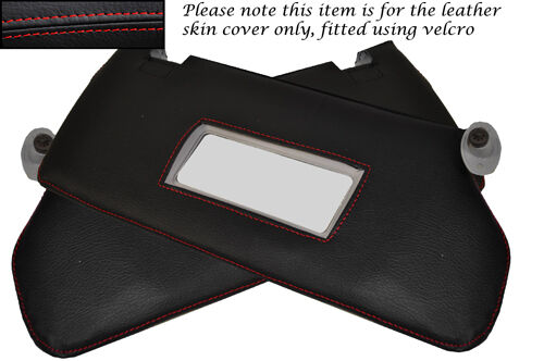 RED STITCH FITS FORD KA MK1 1996-2008 2X SUN VISORS LEATHER SKIN COVERS ONLY