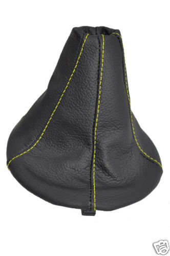 FITS FIAT PANDA 03+ GEAR SHIFT GAITER LEATHER YELLOW STITCH CUSTOM NEW
