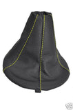 FITS FIAT PANDA 03+ GEAR SHIFT GAITER LEATHER YELLOW STITCH CUSTOM NEW