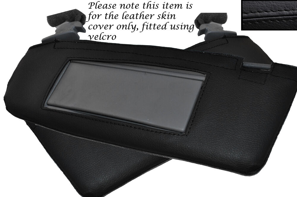 BLACK STITCHING 2X SUN VISORS LEATHER SKIN COVERS FITS AUDI A4 B5 1995-2000