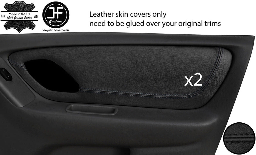 BLACK STITCH 2X FRONT DOOR CARD TRIM LEATHER COVERS FITS MAZDA TRIBUTE 01-07