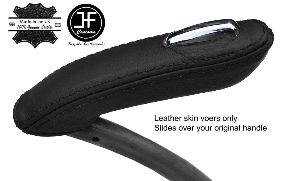 BLACK & BLACK REAL LEATHER HANDBRAKE HANDLE COVER FOR VAUXHALL OPEL MOKKA 12-18