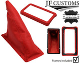 RED LEATHER HANDBRAKE+SURROUND COVERS+PLASTIC FRAMES FOR FORD CAPRI MK3 78-87