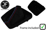 BLACK & TRI STITCH SUEDE MANUAL GEAR GAITER +PLASTIC FRAME FOR BMW E46 99-05