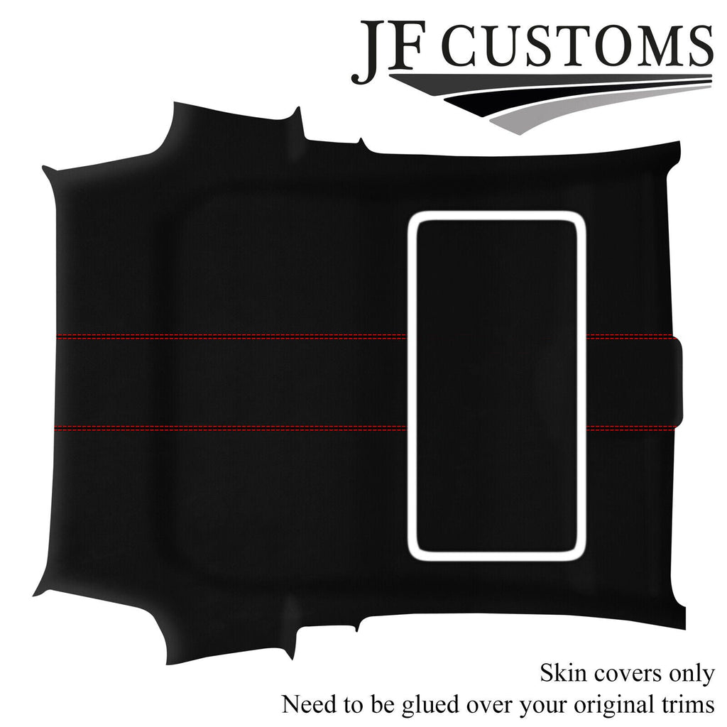 RED STITCH SUEDE SUNROOF HEADLINER ROOF COVER FOR FIAT 500 & ABARTH 07-15 3DR