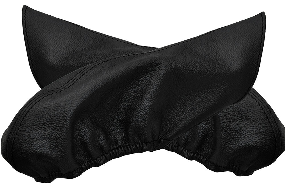 BLACK STITCH 2X MIRROR LEATHER SKIN PROTECTOR COVERS FITS CORVETTE C5 1997-2004