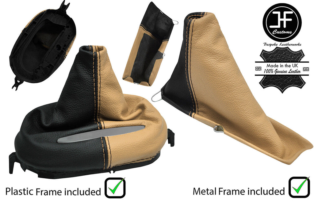 BLACK & OAK REAL LEATHER AUTO GAITER SET+PLASTIC FRAME FOR CORVETTE C5 97-04