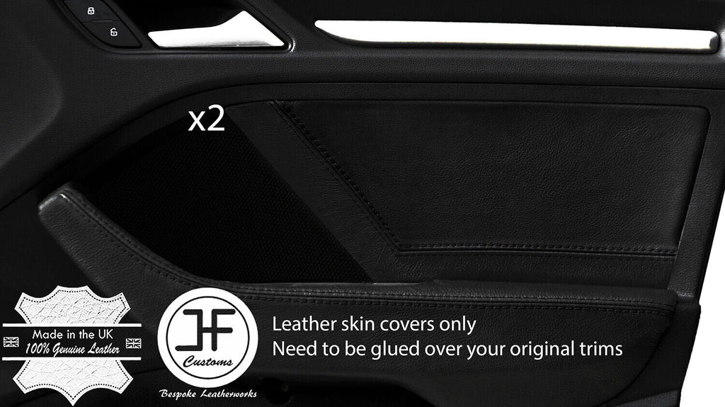 BLACK&BLACK 2X FRONT DOOR CARD TRIM LEATHER COVER FOR AUDI A3 8V 13-19 5DR DSG2