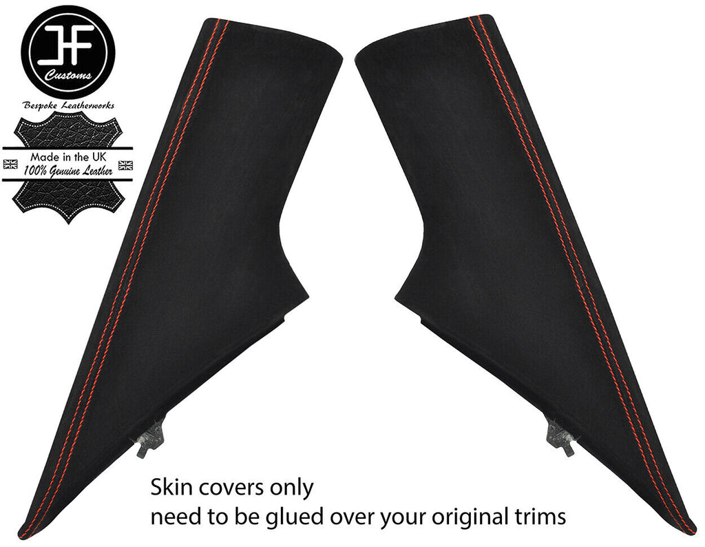 RED STITCH 2X REAR C PILLAR SUEDE COVERS FITS CHEVROLET CAMARO 2010-2015