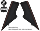 RED STITCH 2X REAR C PILLAR SUEDE COVERS FITS CHEVROLET CAMARO 2010-2015