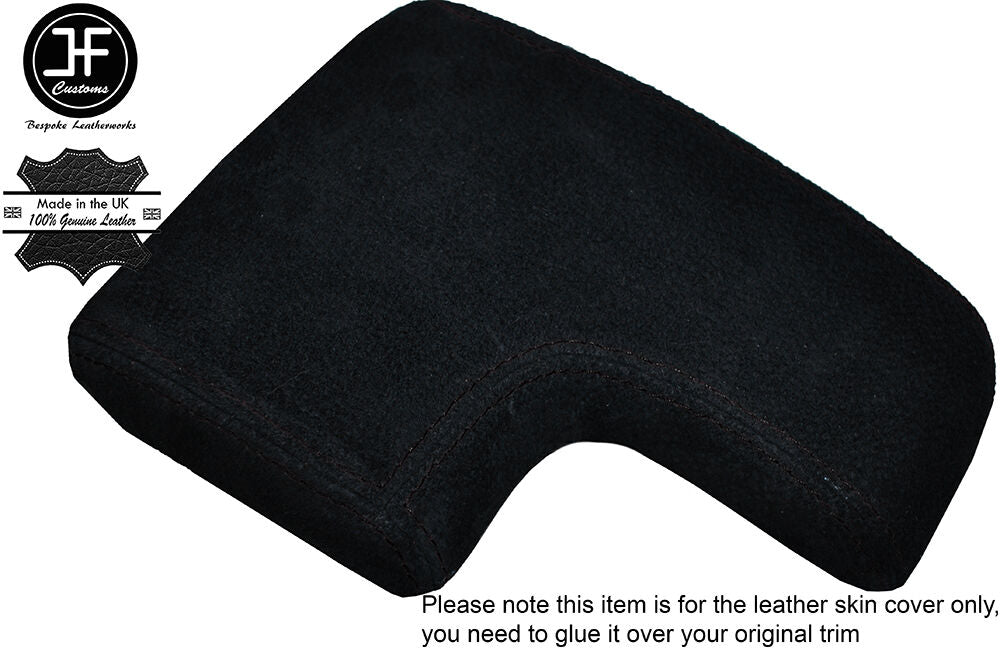 BLACK STITCH ARMREST LID SUEDE COVER FITS ALFA ROMEO 159 & BRERA  2005-2011