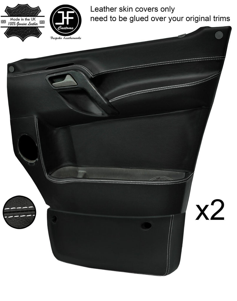 WHITE STITCH 2X FULL DOOR CARD LEATHER COVERS FOR MERCEDES SPRINTER W906 06-15