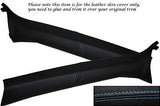 BLUE STITCH FITS BMW E46 CONVERTIBLE 1998-2005 2X WINDSCREEN PILLAR LTHR COVERS