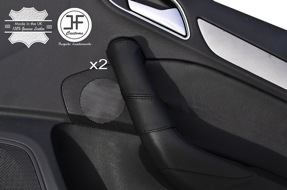 BLACK STITCHING 2X FRONT DOOR HANDLE LEATHER COVERS FITS AUDI Q3 12-16