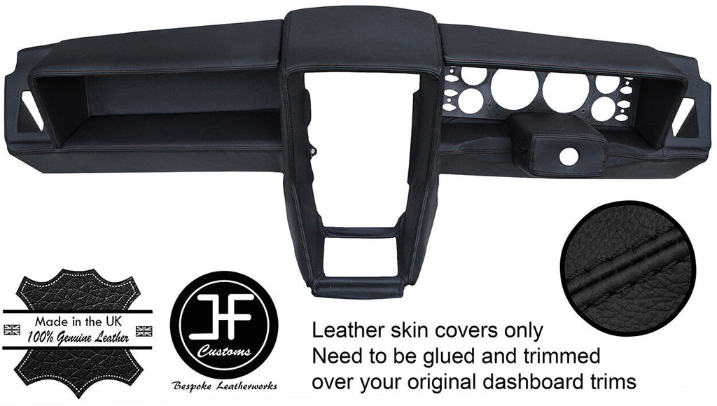 BLACK STITCH REAL LEATHER 1 PIECE DASH DASHBOARD COVER FOR LOTUS ELITE ECLAT S1