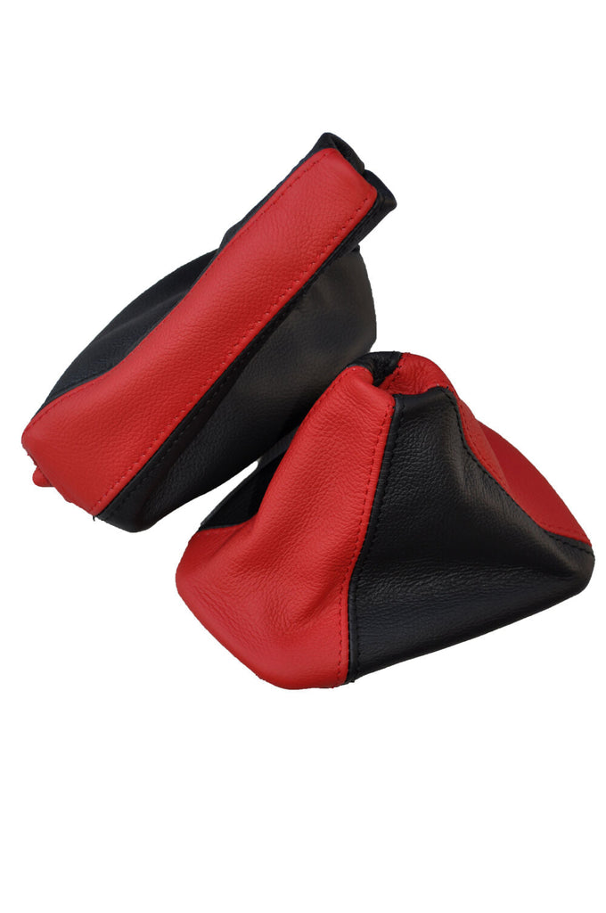 RED BLACK FITS BMW 3 SERIES E36 E46 GEAR HANDBRAKE GAITER LEATHER 2 TONE