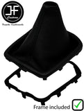 BLACK STITCH LEATHER GEAR GAITER+PLASTIC FRAME FITS RENAULT MEGANE MK4 16-20