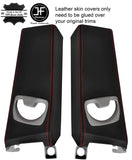 RED STITCH 2X UPPER B PILLAR LEATHER COVERS FITS BMW 3 SERIES E92 COUPE 06-13