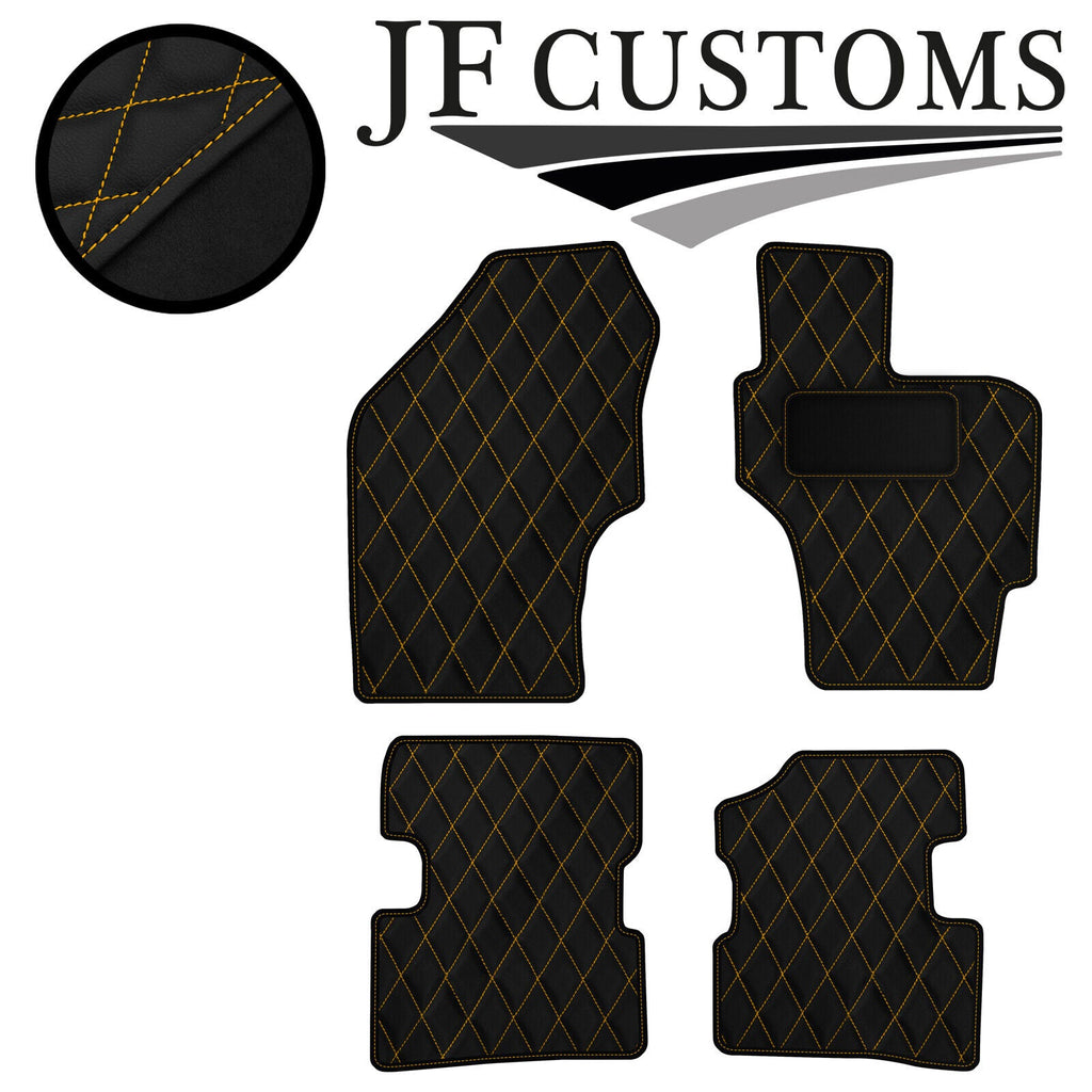 YELLOW DIAMOND STITCH VINYL 4XTAILORED FLOOR CARPET FOR KIA RIO AUTO 01-05 JF1