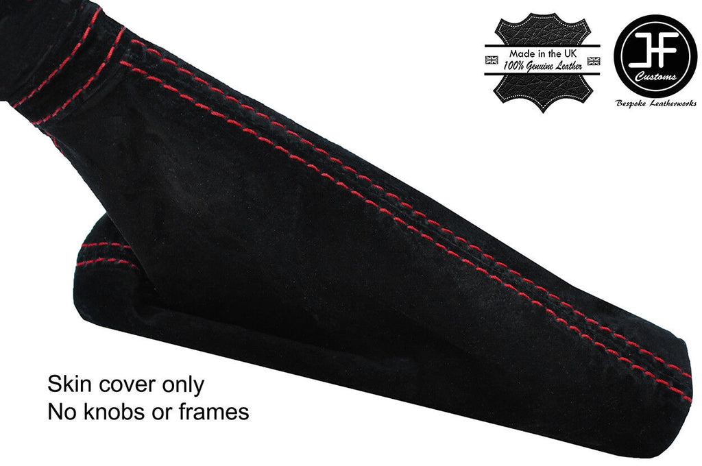 RED STITCHING REAL SUEDE HANDBRAKE GAITER FITS FIAT DOBLO 2010-2015 CUSTOM NEW