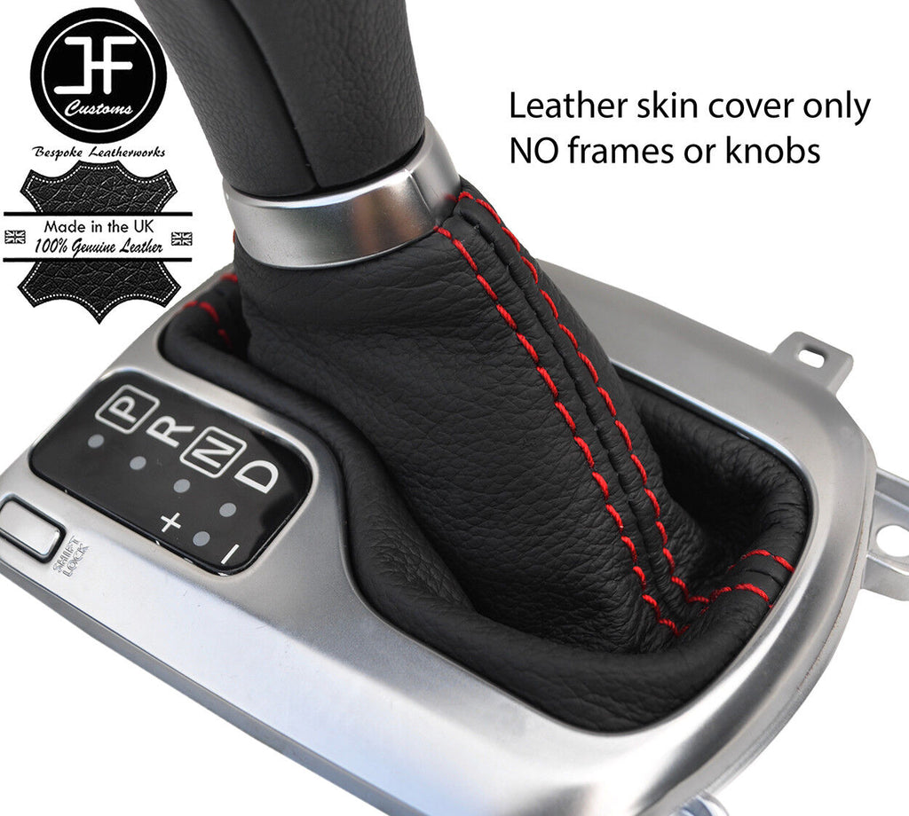 RED STITCH TOP GRAIN LEATHER AUTOMATIC GEAR GAITER FOR INFINITI Q60 2013-2016