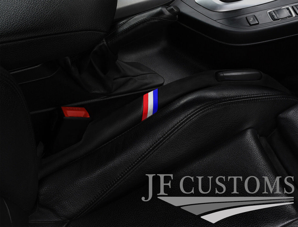 TRI STRIPE LEATHER  2X CAR KEY HOLDER PROTECTOR FITS FORD MUSTANG 2015-2020