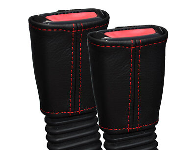 red stitch FITS LANDROVER FREELANDER 98-04 2X SEAT BELT STALK LEATHER COVERS