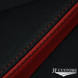 D RED & BLACK LEATHER 2X WING MIRROR DOOR TRIM COVER+FRAMES FOR VW GOLF MK3