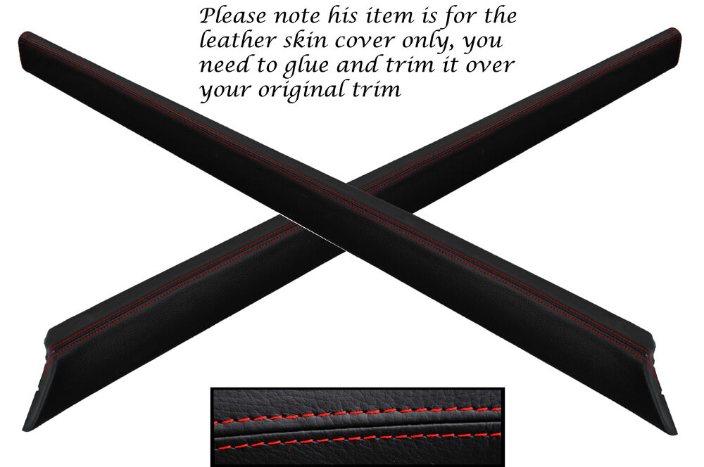 RED STITCH 2X TOP DOOR CARDS PANEL LEATHER COVERS FITS PORSCHE 911 964 89-93