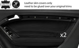 BLACK & BLACK 2X FRONT DOOR CARD TRIM LEATHER COVERS FITS AUDI A5 CABRIO 09-16